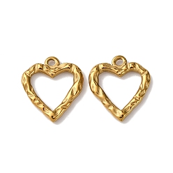 Золотой Вакуумное покрытие pvd 304 кованые подвески из нержавеющей стали, сердце, золотые, 18x16x2 мм, отверстие : 1.8 мм