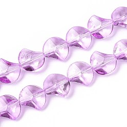 Средняя Орхидея Краска для выпечки, прозрачные стеклянные бусины, нити, самородки, средне орхидеи, 13.5x13.5x8.5~9 мм, отверстие : 0.8~0.9 мм, около 50 шт / нитка, 26.38 дюйм (67 см)