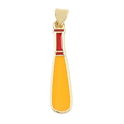 Others Baseball Alloy Enamel Pendants, Golden, Baseball Bat Charms, 30x6.5x1.5mm, Hole: 4x3mm