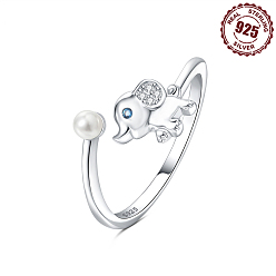 Слон 925 регулируемые открытые манжеты из стерлингового серебра, с кубического циркония, слон, внутренний диаметр: 18 мм