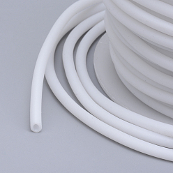 White Hollow Pipe PVC Tubular Synthetic Rubber Cord, Wrapped Around White Plastic Spool, White, 2mm, Hole: 1mm, about 54.68 yards(50m)/roll