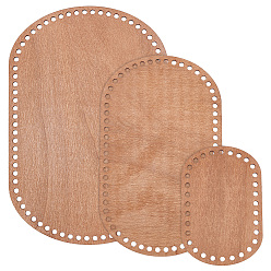 Перу Днища деревянных корзин, основание корзины крючком, для вязальных принадлежностей, овальные, Перу, 149.5~299x100~200x2.5 мм, отверстие : 6.5 мм, 3 шт / комплект