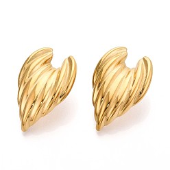 Настоящее золото 14K 304 из нержавеющей стали серьги, текстурированное сердце, ионное покрытие (ip), реальный 14 k позолоченный, 46.5~47x30 мм