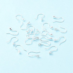 Серебро 925 стерлингового серебра серьги крюков, для полуполых бусин , слеза, серебряные, 15x3.5 мм, 21 датчик, штифт: 0.7 мм и 0.6 мм (для наполовину просверленных бусин)