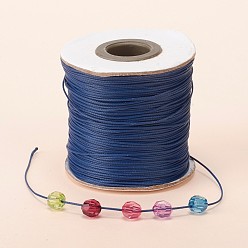 Prussian Blue Waxed Polyester Cord, Bead Cord, Prussian Blue, 0.5mm, about 169.51~174.98 Yards(155~160m)/Roll