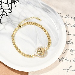 Снежинка Латунные браслеты с микропаве из чистого кубического циркония, кубинская цепочка ювелирные изделия для женщин, реальный 18 k позолоченный, снежинка, 7-1/8 дюйм (18 см), подвески: 22x17x3 мм