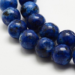 Королевский синий Натуральные нити бус из ларвикита, окрашенная и подогревом, круглые, королевский синий, 10 мм, отверстие : 1 мм, около 37 шт / нитка, 15.3 дюйм (39 см)