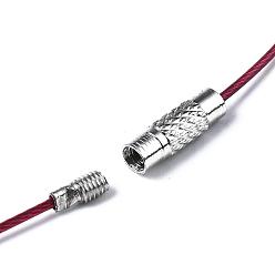Purple Steel Wire Bracelet Cord DIY Jewelry Making, with Brass Screw Clasp, Purple, 225x1mm