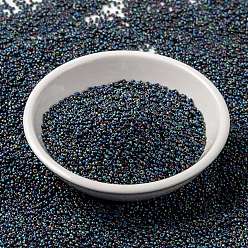 (RR401FR) Matte Black AB MIYUKI Round Rocailles Beads, Japanese Seed Beads, (RR401FR) Matte Black AB, 15/0, 1.5mm, Hole: 0.7mm, about 250000pcs/pound