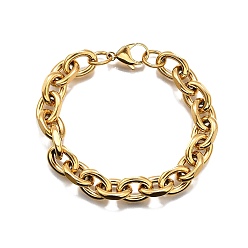 Золотой 304 женские браслеты-цепочки из нержавеющей стали, золотые, 7-7/8 дюйм (20 см)