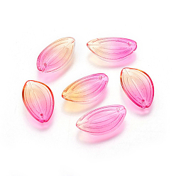 Tief rosa Transparente Glas-Anhänger, Lotusblütenblatt, Ton zwei, tief rosa, 20.5x12x2.5 mm, Bohrung: 1 mm