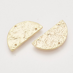 Настоящее золото 18K Бронзовая люстра компонентов ссылки, без никеля , половину плоской круглой, реальный 18 k позолоченный, неровный, 11.5x22.5x1.5 мм, отверстие : 1 мм