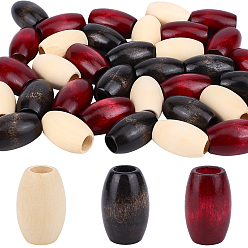 (52) Непрозрачная лаванда 60 шт 3 цвета деревянных бусин, большое отверстие, овальные, разноцветные, 30x19.5 мм, отверстие : 9~9.5 мм, 20 шт / цвет