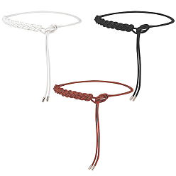 Couleur Mélangete 3 pièces 3 couleurs ceintures de taille en cuir PU avec nœud en corde pour femmes, couleur mixte, 1250mm, 1 pc / couleur