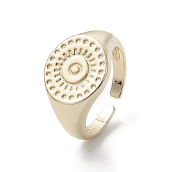 Golden Evil Eye Rack Plating Brass Open Cuff Ring Findings, Bezel Cup Ring Settings for Rhinestone, Golden, US Size 8(18.1mm), Fit for 0.9mm Rhinestone