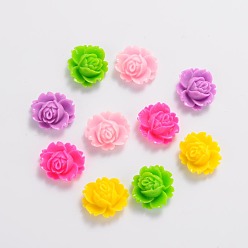 Mixed Color Opaque Resin Cabochons, Flower, Mixed Color, 18x16x6mm