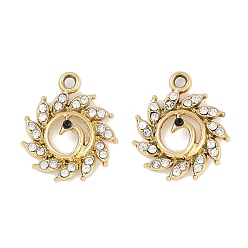 Золотой Подвески из сплава и страза, павлин, золотые, 20x17x4 мм, отверстие : 2 мм