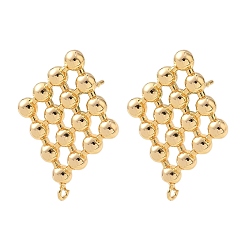 Настоящее золото 18K Изделия из латуни, без никеля , ромб, с петлей, реальный 18 k позолоченный, 28x20.5 мм, отверстие : 1.5 мм, штифты : 0.7 мм