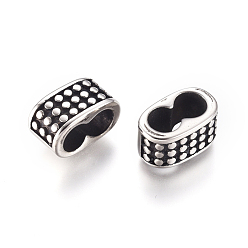 Antique Silver 304 Stainless Steel Slide Charms, Oval, Antique Silver, 11.5x6.2x7mm, Hole: 8.8x4.5mm