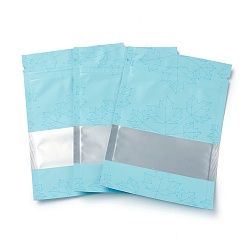 Himmelblau Wiederverschließbarer Plastikbeutel, Aufbewahrungsbeutel, selbstdichtender Beutel, Top-Dichtung, matt mit Ahornblattmuster, Himmelblau, 12x8x0.2 cm, einseitige Dicke: 3.9 mil(0.1mm), ca. 95~100 Stk. / Beutel