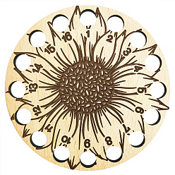Цветок 16-позиционные деревянные лотки для хранения ниток для вышивания, держатель-органайзер для катушек с нитками, вырезанный лазером, подсолнечник, 100x3 мм, отверстие : 10 мм