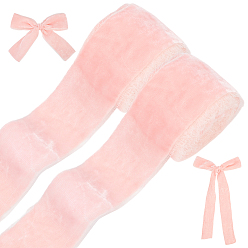 Pink Бархатная лента с бахромой, Свадебная лента с необработанными краями для упаковки подарков, украшение букета цветов, розовые, 1-3/8~1-5/8 дюйм (35~40 мм), 1.5 ярдов / ролл