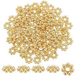 Настоящее золото 18K Цинк шарики прокладки сплава, гранулированные бусины, реальный 18 k позолоченный, 5.5~6x1.5 мм, отверстие : 1.4 мм, Около 100 шт / коробка