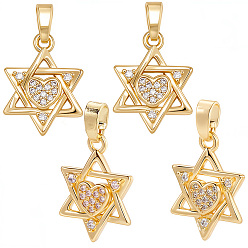 Настоящее золото 18K 16 кулоны из латуни с микрочастицами и кубическим цирконием., звезды прелести, реальный 18 k позолоченный, 16~16.5x12~12.5x2~2.5 мм, отверстие : 2~2.5x5 мм