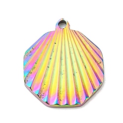 Rainbow Color Ионное покрытие (ip) 304 подвески из нержавеющей стали, шарм в форме ракушки, Радуга цветов, 20.5x17.5x1.8 мм, отверстие : 1.5 мм