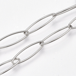 Нержавеющая Сталь Цвет Устойчивы к потускнению 304 цепи из нержавеющей стали, пайки, овальные, цвет нержавеющей стали, 20x6x1 мм
