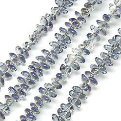 Светлый Стально-синий Гальваническая сетка 2, Чешские Бусины, светло-стальной синий, 4.5~5x3~3.5x2~2.5 мм, отверстие : 1 мм, около 336 шт / нитка, 23.2 дюйм