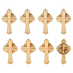 Золотой 8шт. крестообразные металлические застежки для лацканов, рюкзаков и одежды, золотые, 24.5x14.5 мм