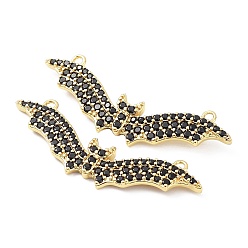 Настоящее золото 18K Стойка из латуни с подвесками из прозрачного циркония класса ААА, летучая мышь, без кадмия и без свинца, реальный 18 k позолоченный, 13x39x3 мм, отверстие : 1.2 мм