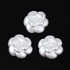 White Opaque Resin Cabochons, Flower, White, 15x15x5mm