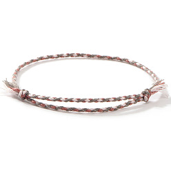 Сланцево-синий Плетеные браслеты из хлопкового шнура в стиле бохо, двухслойные браслеты для женщин, синевато-серый, внутренний диаметр: 11 дюйм (28 см)