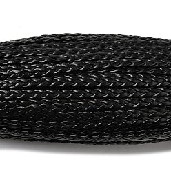 Черный 3-многослойный плетеный шнур из искусственной кожи, плоский, чёрные, 5x1.5 мм, около 107.17 ярдов (98 м) / пачка