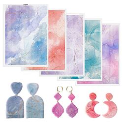 (52) Непрозрачная лаванда 5шт. 5цветные серьги из полимерной глины, переводная бумага для печати, украшение подвески из глины, водорастворимые наклейки, разноцветные, 138x95 мм, 1 шт / цвет