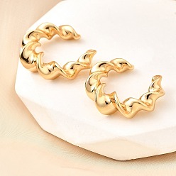 Настоящее золото 18K Латунь манжеты серьги, твист, реальный 18 k позолоченный, 23x22.5x6.5 мм
