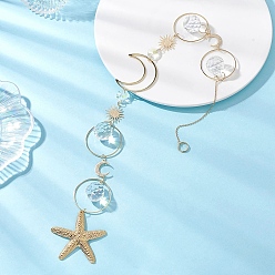 Золотой Стеклянные подвесные ловцы солнца, с латунным звеном и 304 подвесками в виде морских звезд из нержавеющей стали, создатель радуги, для наружного украшения сада, золотые, 520 мм