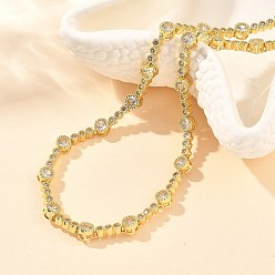 Настоящее золото 18K Женские теннисные колье из латуни с прозрачными круглыми кубическими циркониями, инкрустированные бриллиантами., без кадмия и без свинца, долговечный, стойки покрытие, реальный 18 k позолоченный, 16.73 дюйм (42.5 см)