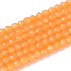 Оранжевый Стеклянные бусины, имитация нефрита , круглые, граненые, оранжевые, 2x2 мм, отверстие : 0.6~0.8 мм, около 173~182 шт / нитка, 13.58~14.37'' (34.5~36.5 см)