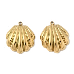 Настоящее золото 18K 304 подвески из нержавеющей стали, формы раковины, ионное покрытие (ip), реальный 18 k позолоченный, 23x20x4.5 мм, отверстие : 1.8 мм