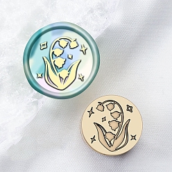 Цветок Сургучная печать латунная головка штампа, для сургучной печати, цветок, 15x15 мм, отверстие : 7 мм