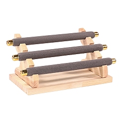 Серый 3-ярусная подставка для колец из бархата и дерева, держатель органайзера для ювелирных изделий, серые, 22.5x10.5x9.5 см