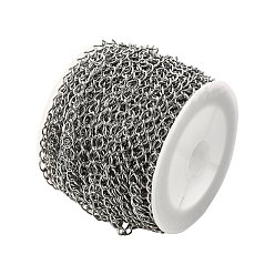 Нержавеющая Сталь Цвет Устойчивые к потускнению 304 цепи из нержавеющей стали, пайки, с катушкой, цвет нержавеющей стали, 5x4x0.6 мм, около 32.8 футов (10 м) / рулон