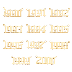 Golden 11Pcs 11 Styles 201 Stainless Steel Connector Charms, Number Shape, Golden, 10.5~11.5x23.5~26x1mm, Hole: 1.5mm, 1pc/style