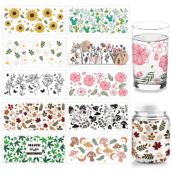 Цветок Бумага для переноса тепла из ПВХ своими руками, для чашки УФ-сублимации, цветок, 110x240 мм, 10 стиль, 1 шт / стиль, 10 шт / комплект