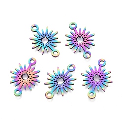 Rainbow Color Ионное покрытие (ip) 201 звенья / соединители из нержавеющей стали, лазерная резка, звезда, Радуга цветов, 15x20.5x1 мм, отверстие : 1.8 мм