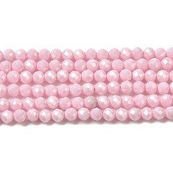 Pink Бусины из кубического циркония, граненые круглые, розовые, 3 мм, отверстие : 0.6 мм, около 120 шт / нитка, 14.84''~14.96'' (37.7~38 см)