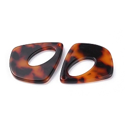 Dark Orange Acrylic Pendants, Teardrop Charm, Dark Orange, 37x31x2.5mm, Hole: 1.5mm